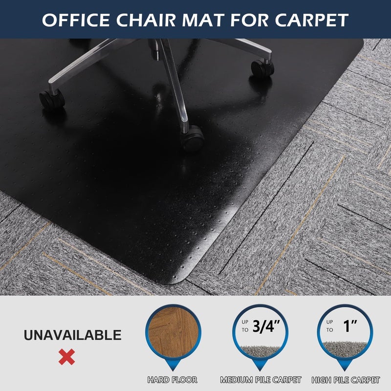 SALLOUS Office Chair Mat for Carpet, 45" x 53" Heavy Duty Chair Mat for Carpeted Floors,Non-Slip Floor Mat with Extended Lip, Floor Protector Computer Desk Mat for Home Office (Black, T-Shape) - Image 4